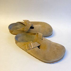 Boston Suede Clog Like New Birkenstock Sandal - Latte Cream